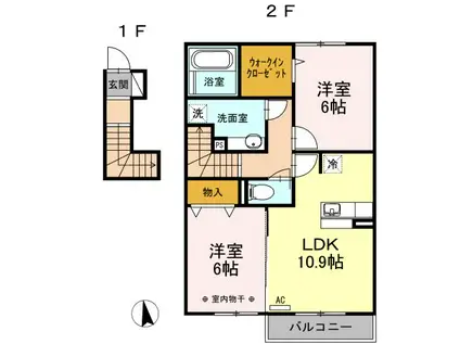 レジデンス萌木(2LDK/2階)の間取り写真
