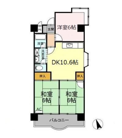 エスポア菰野(3DK/4階)の間取り写真