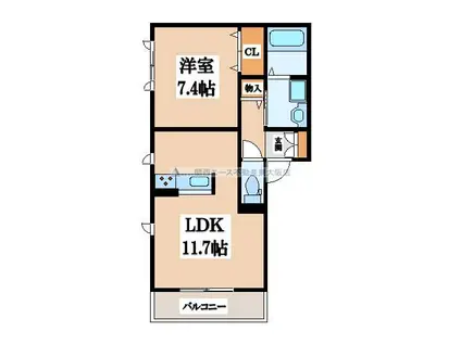 アトレッテジーロ(1LDK/1階)の間取り写真