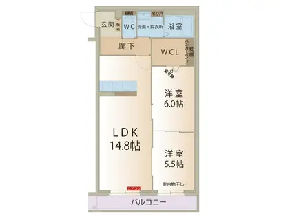 アーバンコート尾西(2LDK/1階)の間取り写真