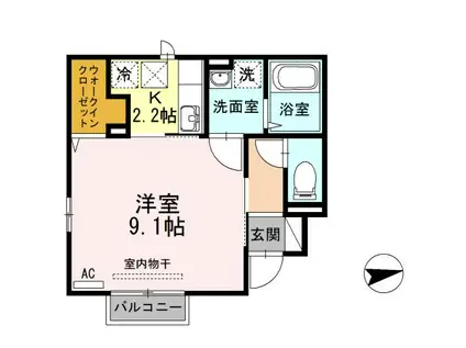 プリマクラッセ(1K/1階)の間取り写真