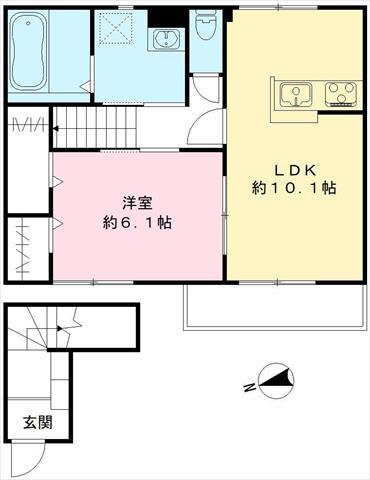 エスベランサ B棟(1LDK/2階)の間取り写真