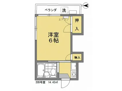 ハウス豊栄(1K/2階)の間取り写真