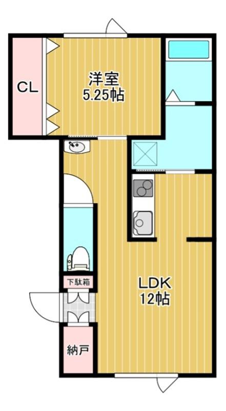 イルマーレW(1LDK/1階)の間取り写真