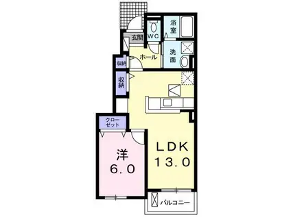 アヴニ-ル B(1LDK/1階)の間取り写真