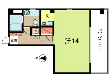 FLAT-44-II(1K/3階)の間取り写真