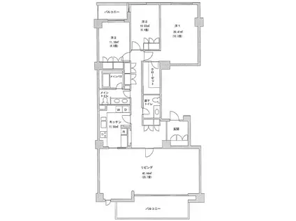 駒沢ガーデンハウス(3LDK/3階)の間取り写真