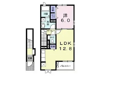 パレ・プリムヴェール I(1LDK/2階)の間取り写真