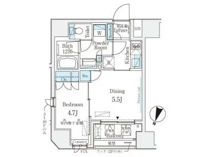 セレニティー神田(1DK/4階)の間取り写真