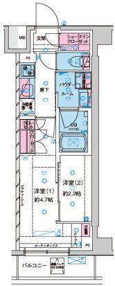 GENOVIA西新井(2K/6階)の間取り写真