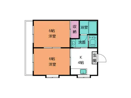 ルフュージュさくら青木(2DK/2階)の間取り写真