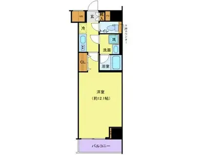 ジェノヴィア新横浜スカイガーデン(1K/6階)の間取り写真