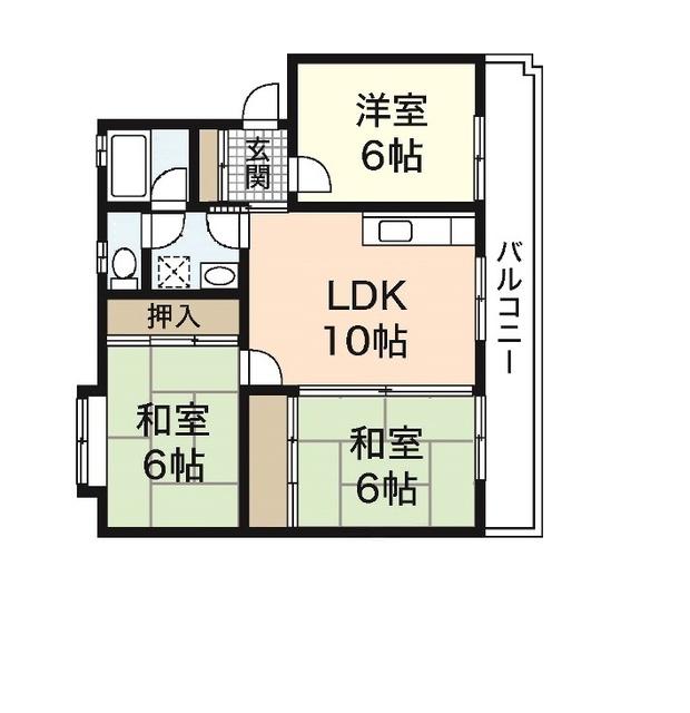 二反田ビル(3LDK/2階)の間取り写真
