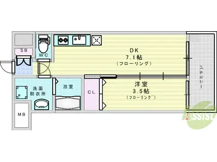 アンフィニ17マローネ(1DK/3階)の間取り写真