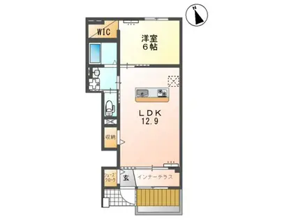 一宮町アパート(1LDK/1階)の間取り写真