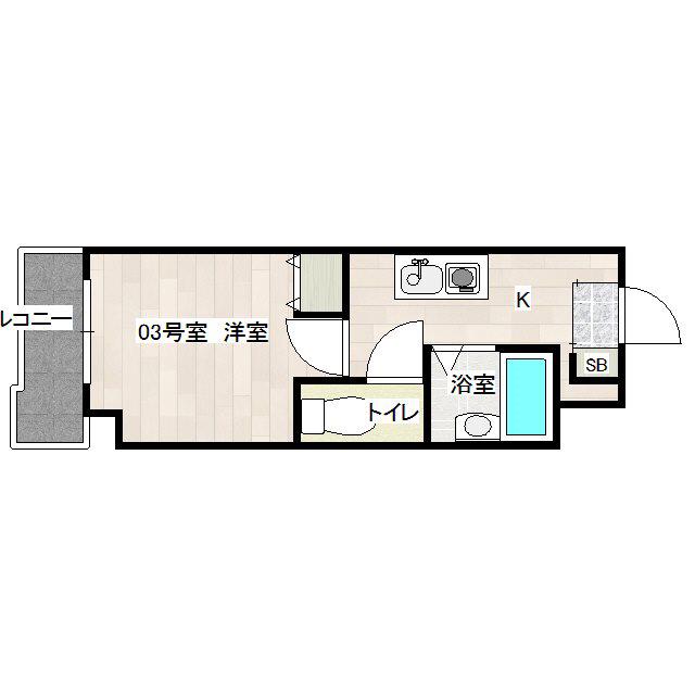 モアフィールド箱崎II(1K/12階)の間取り写真