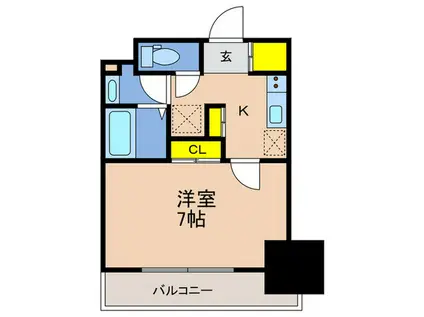 GENOVIA神戸湊川公園(1K/11階)の間取り写真