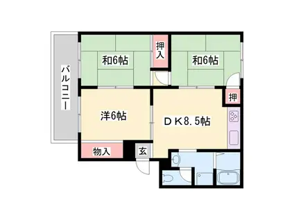 サンパレス小野(2LDK/3階)の間取り写真
