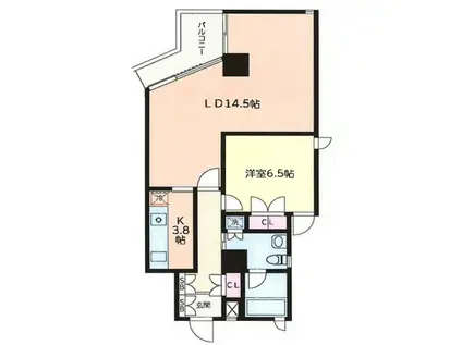 アッパルタメントベラヴィスタ(1LDK/9階)の間取り写真