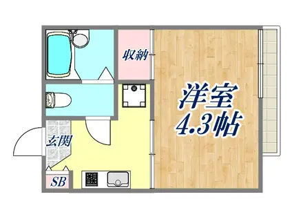 阪急今津線 仁川駅 徒歩6分 2階建 築41年(1K/2階)の間取り写真