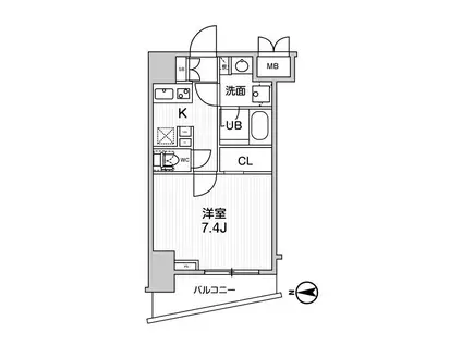 グランド神楽坂(1K/2階)の間取り写真