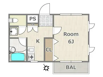 クレスト町田(1K/1階)の間取り写真