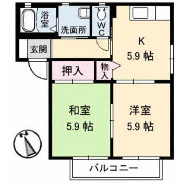 メゾン アイ ファミーユ A棟(2K/2階)の間取り写真