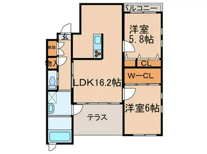 コートブラン(2LDK/1階)の間取り写真