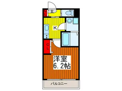 クレカーサ川口(1K/2階)の間取り写真