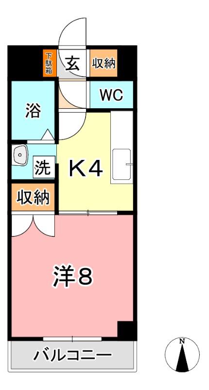 グローリー中庄(1K/3階)の間取り写真