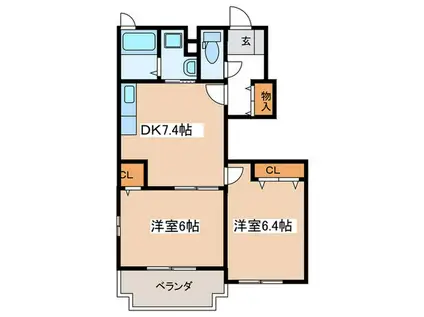 フローストIV(2DK/1階)の間取り写真