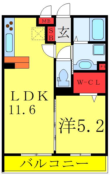 リヴェールII(1LDK/1階)の間取り写真