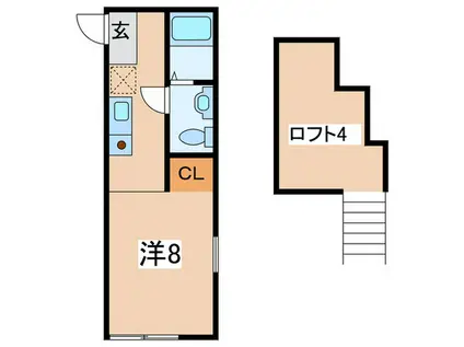 ハーミットクラブハウス岡沢町III(ワンルーム/1階)の間取り写真