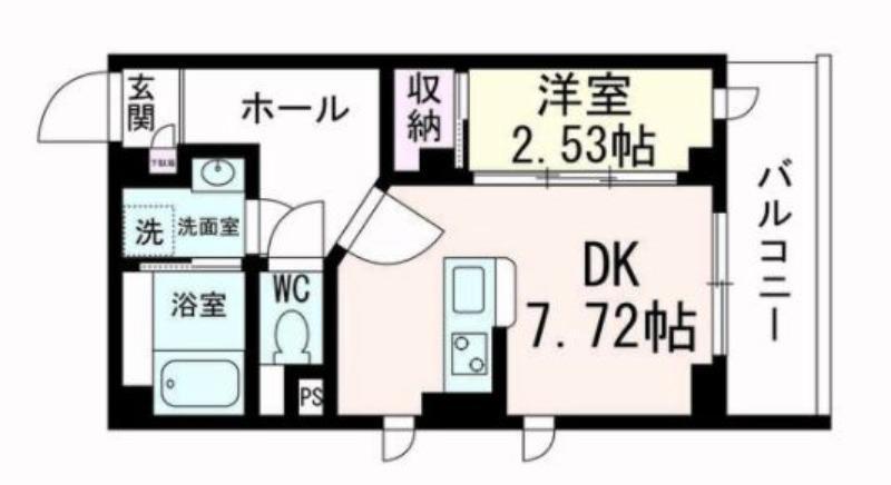 ラシーネ錦町(1DK/4階)の間取り写真