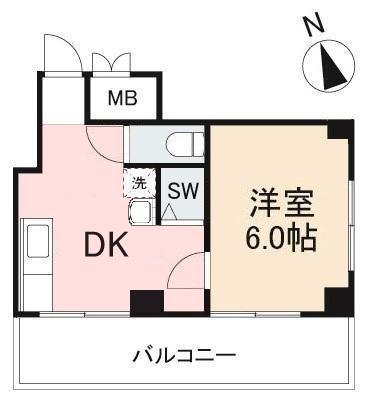 花園ハイツ(1DK/2階)の間取り写真