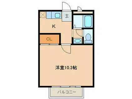 カーサセレーノ(1K/2階)の間取り写真