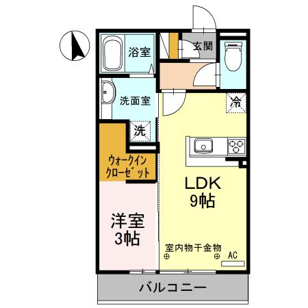 プレジデンス沖町(1LDK/2階)の間取り写真