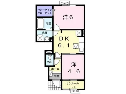 ジニアス4(2DK/1階)の間取り写真