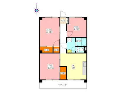 SINAJYURIME NARUTO(3DK/2階)の間取り写真