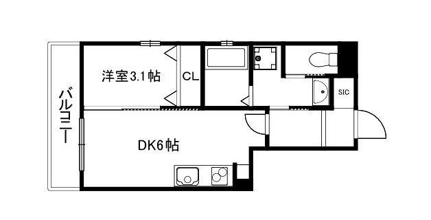 LIVE FLAT京都西院(1DK/1階)の間取り写真