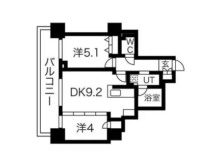 ラ・クラッセ札幌シティヴェール(2LDK/8階)の間取り写真