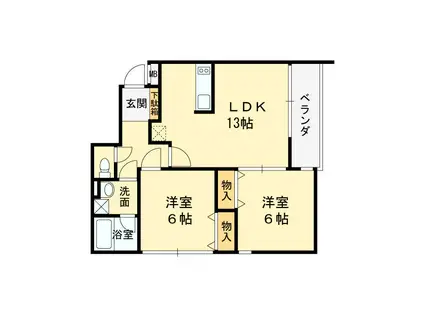 近鉄南大阪線 藤井寺駅 徒歩15分 3階建 築15年(2LDK/2階)の間取り写真