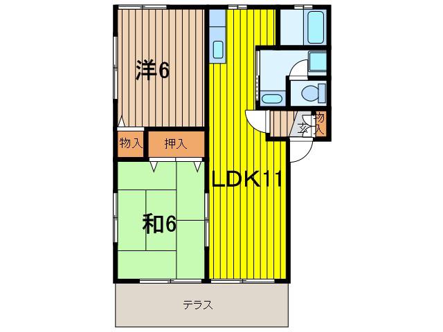 エスポワールI(2LDK/2階)の間取り写真