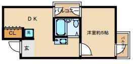 ラ・ペール壱番館(1DK/4階)の間取り写真