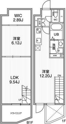 ALTERNA早稲田(2LDK/1階)の間取り写真