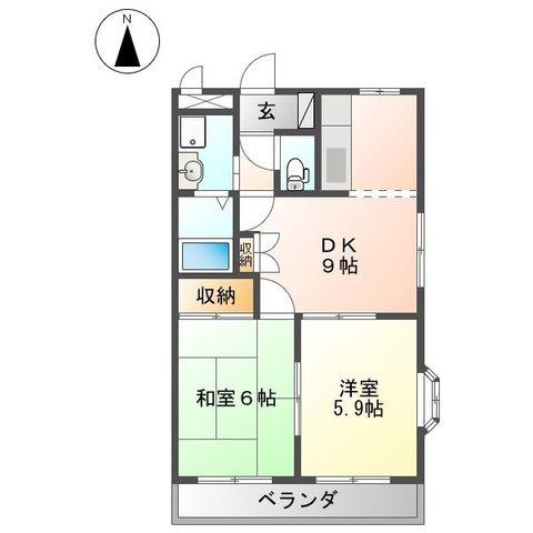 エクセルコート(2DK/1階)の間取り写真
