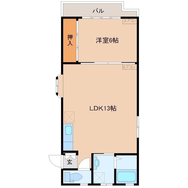 パルテノン(1LDK/2階)の間取り写真