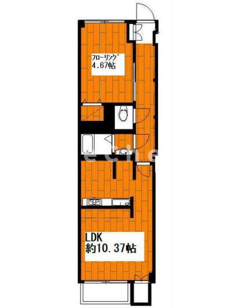 東洋マンション(1DK/4階)の間取り写真