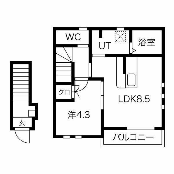 クローバー(1LDK/2階)の間取り写真
