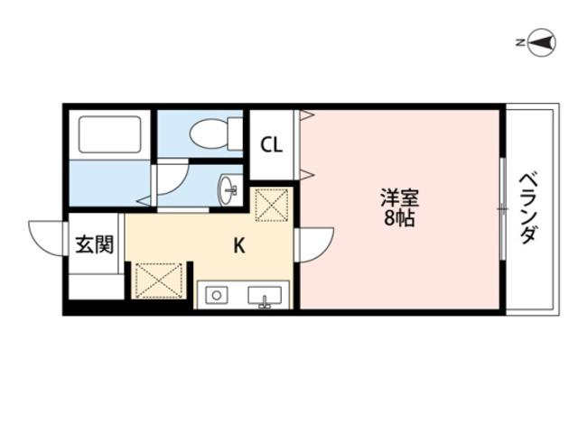 ラスカルの森(1K/2階)の間取り写真